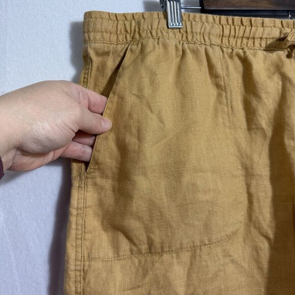 Garnet Hill 100% Linen Mustard Yellow Coastal Pull On 4" Inseam Shorts Womens 18 - Picture 4 of 7